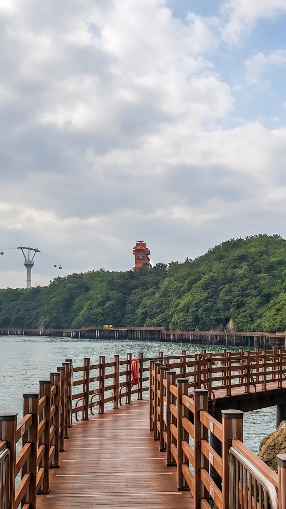 Wooden sea deck along the cliffs of Gohado in Mokpo